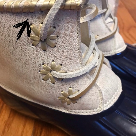 Jack Rogers Chloe Metallic & Navy Duck Boots - Picture 4 of 8